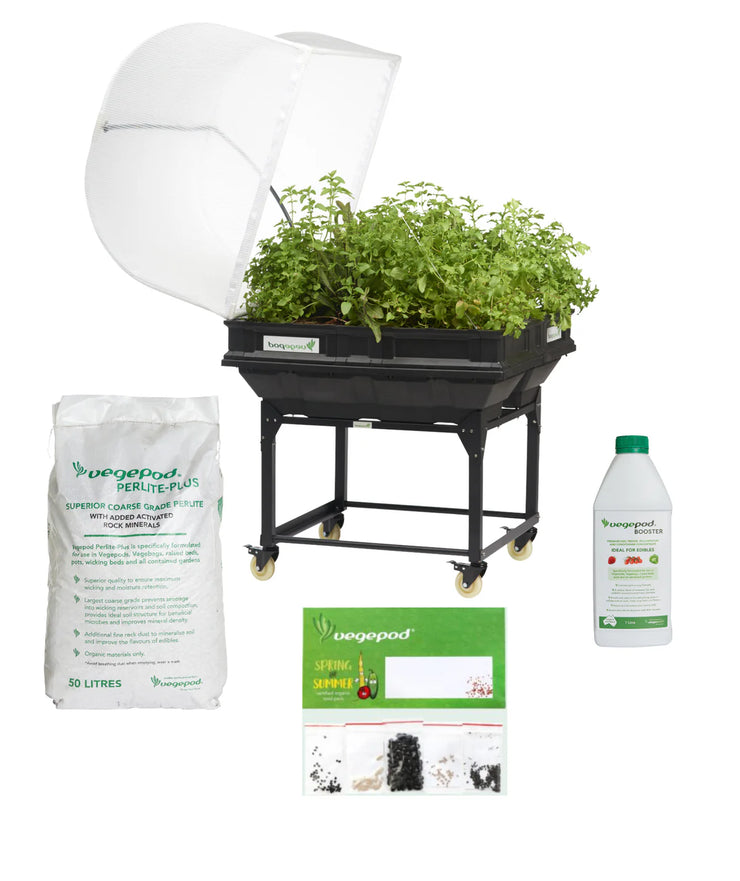 Medium Raised Garden Bed with VegeCover 1m x 1m STARTER  PACK WITH TROLLEY